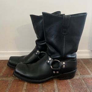 Double H Boots Men's 11 D Black 4008 Harness Pull On Biker Leather Motorcycle